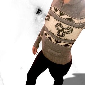 TNA Gray and Black Cowl Neck Sweater